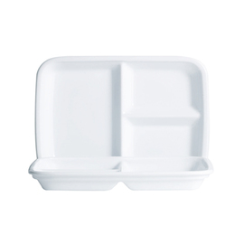 RESTPOSTEN | Menüteller RESTAURANT WHITE Hartglas 270 mm x 184 mm | 3 Fächer Produktbild