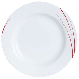 Teller flach TORONTO PIMENT | Hartglas weiß rot | Strichdekor  Ø 270 mm Produktbild
