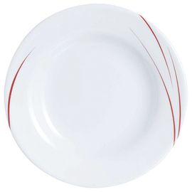 Teller flach TORONTO PIMENT | Hartglas weiß rot | Strichdekor  Ø 195 mm Produktbild