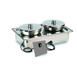 Chafing Dish abnehmbarer Deckel mit 2 Töpfen 230 Volt 700 Watt 2 x 4 ltr  L 545 mm  H 220 mm Produktbild