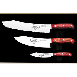 Messerset PREMIUMCUT Set No. III Red Diamond Brotmesser | Kochmesser | Officemesser | Klingenlänge 25 cm | 20 cm | 10 cm Produktbild