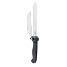 Sonderposten | Brotmesser gerade Klinge gezahnter Wellenschliff | schwarz Abstandhalter | Klingenlänge 18 cm  L 34,2 cm Produktbild