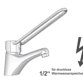 Waschtischbatterie puna | langer Ringhebel | für drucklose Speicher Produktbild