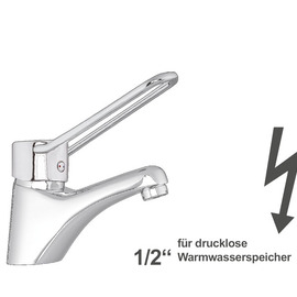 Waschtischbatterie puna | kurzer Ringhebel | für drucklose Speicher Produktbild