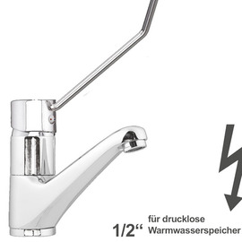Waschtischbatterie zena | für drucklose Speicher | Hebel rund gebogen Produktbild