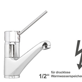 Waschtischbatterie zena | für drucklose Speicher | Hebel rund kurz Produktbild