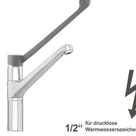 Spültischbatterie xena | für drucklose Speicher | langer Hebel auf Säule Ausladung 250 mm Produktbild