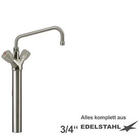 Säulenbatterie claro 3/4" Edelstahl | Zweigriffmischer Ausladung 250 mm Produktbild