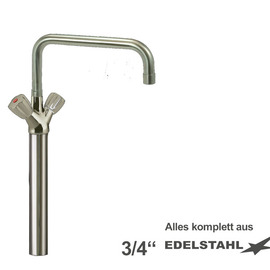 Säulenbatterie ximax 3/4" Edelstahl | Zweigriffmischer Ausladung 300 mm Produktbild