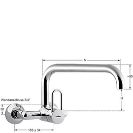 Wandbatterie profi 3/4" Ausladung 300 mm | kurzer Ringhebel Produktbild 1 S