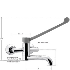 Wandbatterie xena 3/4" Ausladung 300 mm | langer Hebel Produktbild 1 S