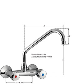 Wandbatterie GASTRO 1/2" Ausladung 250 mm C-Auslauf schräg Produktbild 1 S