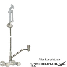 Mehrzweck-Reinigungsset xaria Zweigriffmischer Wandarmatur Brause grau | Schlauchlänge 1200 mm Produktbild