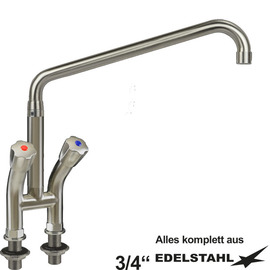 Blockbatterie narrow Zweigriffmischer Standarmatur Ausladung 300 mm erhöhter C-Auslauf schräg Produktbild