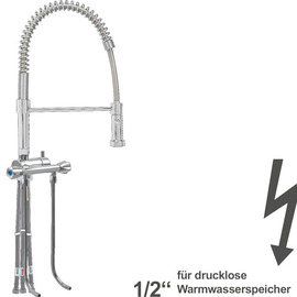Thekenarmatur fresh 1/2" | für drucklose Warmwasserspeicher H 500 mm | Hebelmischer Ausladung 250 mm Produktbild