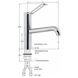 Hebelmischer-Spültischbatterie Taya 1/2" Ausladung 400 mm Auslaufhöhe 90 mm  H 870 mm Produktbild