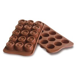 Schokoladen-Form  • rund  • Törtchen | 15 Mulden | Muldenmaß Ø 28 x 18 mm  L 210 mm  B 105 mm Produktbild