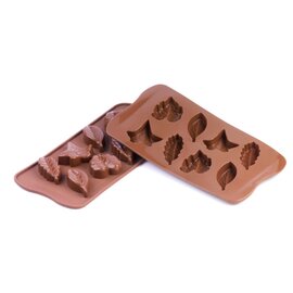 Schokoladen-Form  • Blätter | 8 Mulden | Muldenmaß 51 x 23 x H 14 mm  L 210 mm  B 105 mm Produktbild