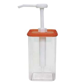Dosierspender transparent orange 1,45 ltr  | Bedienung per Druckknopf Produktbild