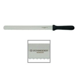 Bäckermesser gerade Klinge Wellenschliff glatter Schliff Schliff beidseitig | schwarz | Klingenlänge 31 cm Produktbild