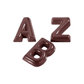 Schokoladenform  • Buchstaben | 26 Mulden | Muldenmaß 39 x 35 x H 6 mm  L 275 mm  B 135 mm Produktbild