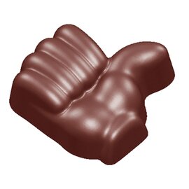 Schokoladenform  • Hand  • Okay-Daumen | 18 Mulden | Muldenmaß 32,59 x 32,38 x H 13,17 mm  L 275 mm  B 135 mm Produktbild