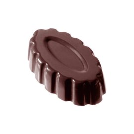 Schokoladenform  • oval | 18 Mulden | Muldenmaß 52 x 29 mm  L 275 mm  B 135 mm Produktbild