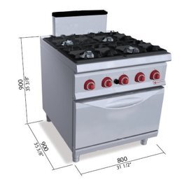 Gasherd SG9F4+FG Gastronorm 400 Volt 34,5 kW (Gas) | Backofen Produktbild