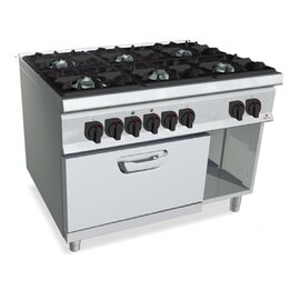 Gasherd SG9F6+FE Gastronorm 400 Volt 7,5 kW (Elektrobackofen) 53,5 kW (Gas) | Backofen | Unterbau geschlossen|1 Tür Produktbild