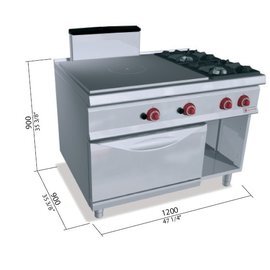 Gasherd SG9TP2F+FG Gastronorm 34,8 kW | Backofen | Unterbau halboffen Produktbild