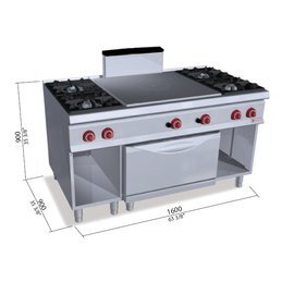 Gasherd SG9TP4F+FG Gastronorm 49,8 kW | Backofen | geschlossener Schrankbereich|2 Türen Produktbild