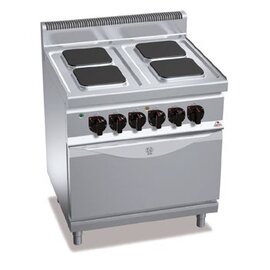 Elektroherd E7PQ4+FE Gastronorm 400 Volt 17,9 kW | Backofen | gusseiserne Kochmuldenplatten | eckige Kochplatten Produktbild