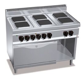 Elektroherd E7PQ6+FE Gastronorm 400 Volt 23,1 kW | Backofen | Unterbau halboffen | gusseiserne Kochmuldenplatten | eckige Kochplatten Produktbild