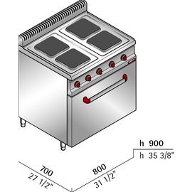 Elektroherd E7PQ4+FE1 230 Volt 13,4 kW | Backofen Bäckernorm Produktbild