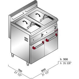 Gas-Standfritteuse TURBO GL15+15M C2/15 | 2 Becken 2 Körbe 30 ltr 25,4 kW (Gas) Produktbild