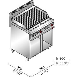 Lavastein-Grill PLG80ME MACROS 700 Standgerät 14 kW  H 900 mm Produktbild