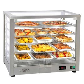 Panorama-Warmhaltevitrine WD 780 DI edelstahlfarben 5 Ebenen 1800 Watt 230 Volt  L 780 mm  B 490 mm  H 640 mm Produktbild