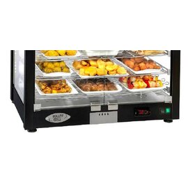 Panorama-Warmhaltevitrine WD 780 SN schwarz 3 Ebenen 1200 Watt 230 Volt  L 780 mm  B 490 mm  H 480 mm Produktbild