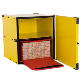 Pizza-Transportkoffer gelb | 2 Pizzataschen | Pizza-Ø 330 mm | 460 mm x 470 mm H 500 mm Produktbild