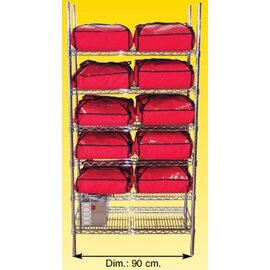 Warmhalte-Set "KIT10433", Regal mit 6 Böden, 1 Transformator, 10 Pizzawarmhaltetaschen (Innenmaße 35 x 35 x H 16 cm) mit Kabelanschlüssen für Zigarettenanzünder, 5 Anschlüsse für Steckdose Produktbild