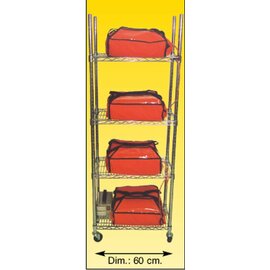 Warmhalte-Set "KIT4433", Regal mit 4 Böden, 1 Transformator, 4 Pizzawarmhaltetaschen (Innenmaße 35 x 35 x H 16 cm) mit Kabelanschlüssen für Zigarettenanzünder, 2 Anschlüsse für Steckdose Produktbild
