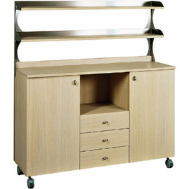 Serviceschrank eichefarben 1360 mm  x 480 mm  H 1550 mm mit 3 Schubladen 1 Fach mit 2 Flügeltüren Produktbild