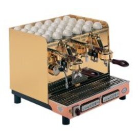 Espressomaschine 2 COMPACT , Modell Sixties, 2 Brühgruppen,  Messing / Kupfer & Bakelite, vollautomatisch Produktbild