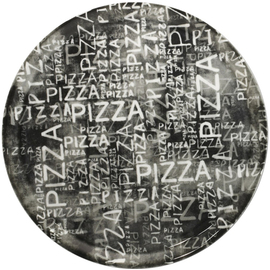Pizzateller Ø 330 mm NAPOLI BLACK & WHITE Schriftzugmuster "Pizza" schwarz | weiß Produktbild