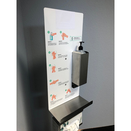 Desinfektionsständer Edelstahl passend für 1 ltr Pumpflasche H 1470 mm | mit Hinweisschild Produktbild 1 S