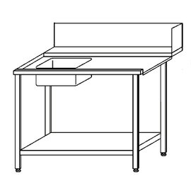 Zulauftisch mit Abtropffläche rechts 1 Becken | 500 x 400 x 250 mm mit Grundboden L 1200 mm B 750 mm Produktbild