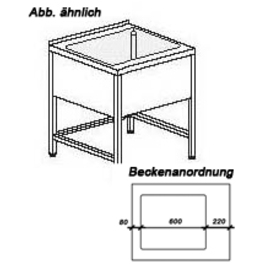 Ausgussbecken 1 Becken | 600 x 500 x 300 mm L 900 mm T 700 mm Produktbild