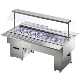 Salatbar Isola 6M VT mit Hustenschutz Edelstahl | passend für 6 x GN 1/1 - 150 mm Produktbild