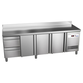 Kühltisch READY KT4002 Umluftkühlung 204 Watt 615 ltr | Aufkantung | 3 Volltüren | 2 Schubladen Produktbild