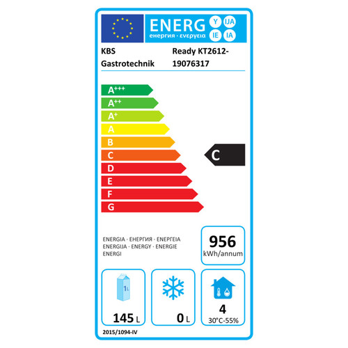 K&uuml;hltisch READY KT2612 Umluftk&uuml;hlung 172 Watt 145 ltr | Aufkantung | 2 Schubladen Produktbild 22 L